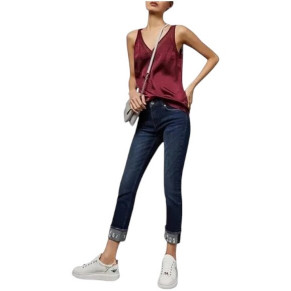 Ted Baker blue Pralina embroidered cropped slim-fit Jeans size 32 - Picture 2 of 12